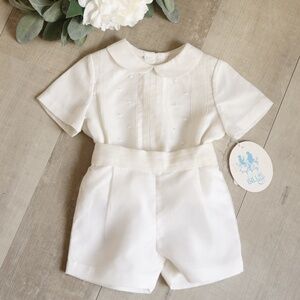 Boy's Ivory Ring Bearer Outfit Silk Special Occasion Boutique Size 3 Months NWT